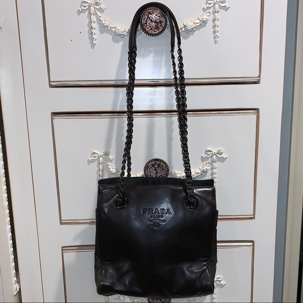 Prada Brown Rectangular Bucket Bag